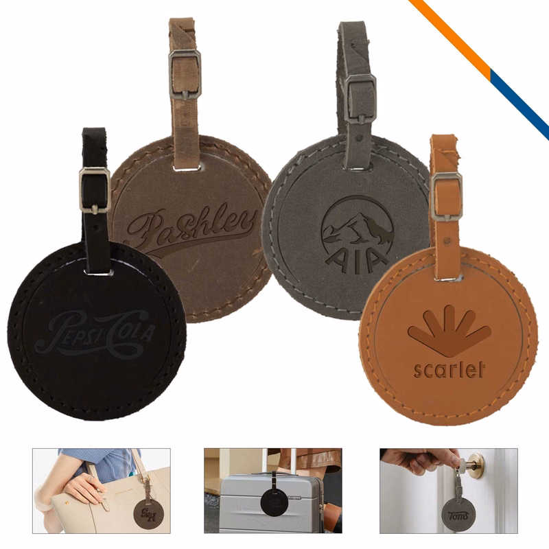 LeaTag Round Leather Luggage Tag