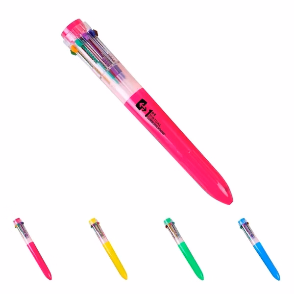 Custom 6.26 Inch 10 in 1 Multicolor Retractable Ballpoint Pen — Creative Writing Tool