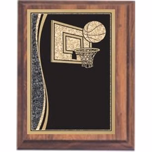 6" x 8" Cherry Finish Plaque with a Basketball Designer Plate