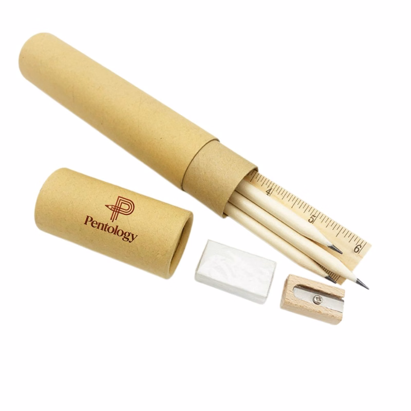 Eco-Friendly Kraft Paper Tube Stationery Set