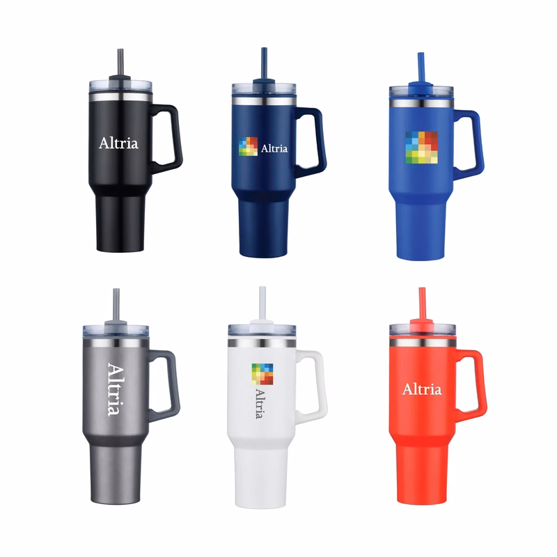 40oz Insulated Travel Mug w/ Handle and Straw