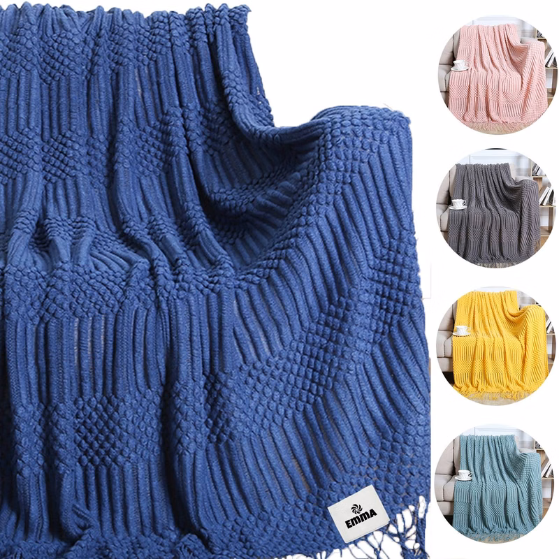 Wool-Like Soft Decorative Knitted Throw Blanket