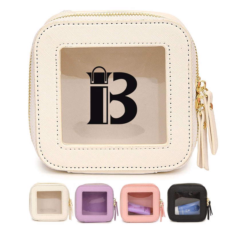 Compact Waterproof Transparent Pu Makeup Bag