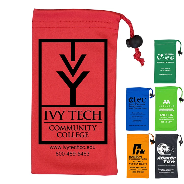 4" W x 7-1/2 " H "Clean-n-Carry" Spot Color Microfiber Drawstring Pouch For Cell Phones, Eyeglasses 1