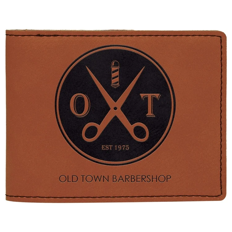 4 1/2" x 3 1/2" Rawhide Leatherette Bifold Wallet 1
