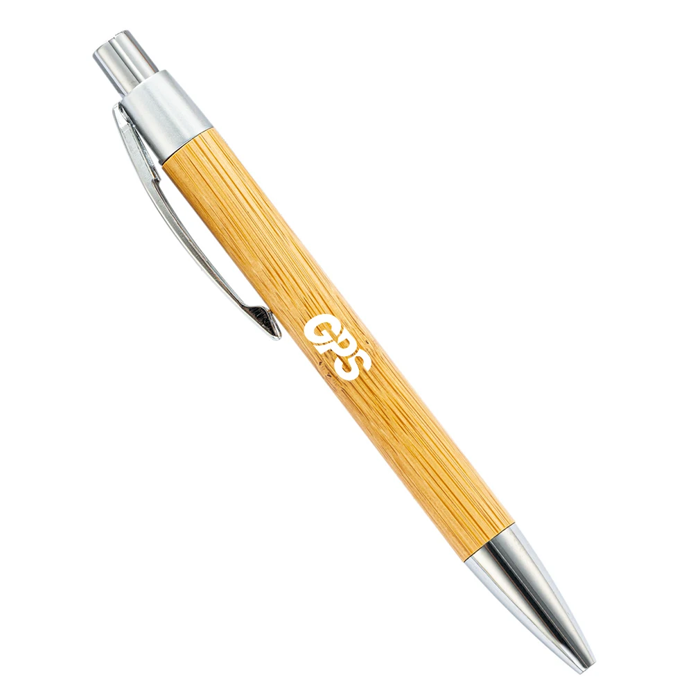 5 3/8 " Bamboo press ballpoint pen 1