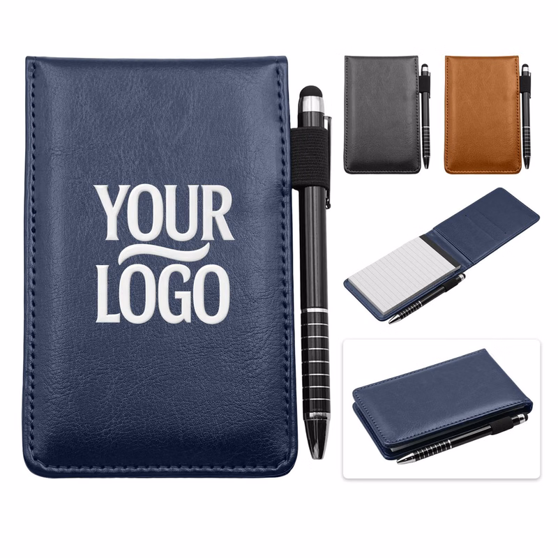 Compact Notebook With Ballpoint Pen And Card Slots