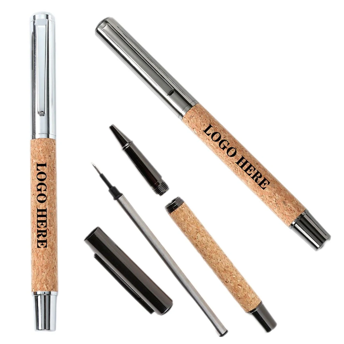 Cork ballpoint pen, custom pen with logo imprint 1