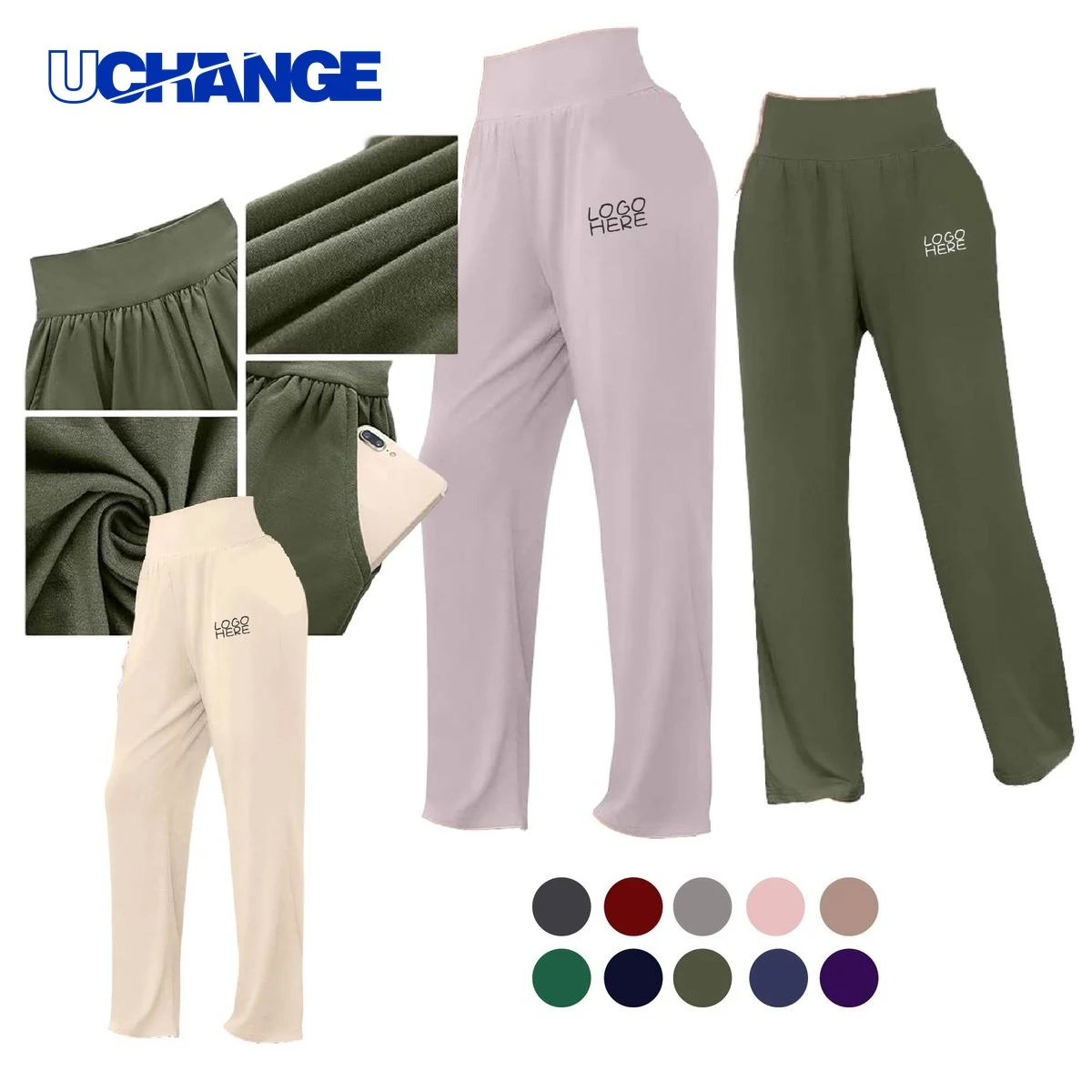 Solid Color Casual Pants Apparel 1