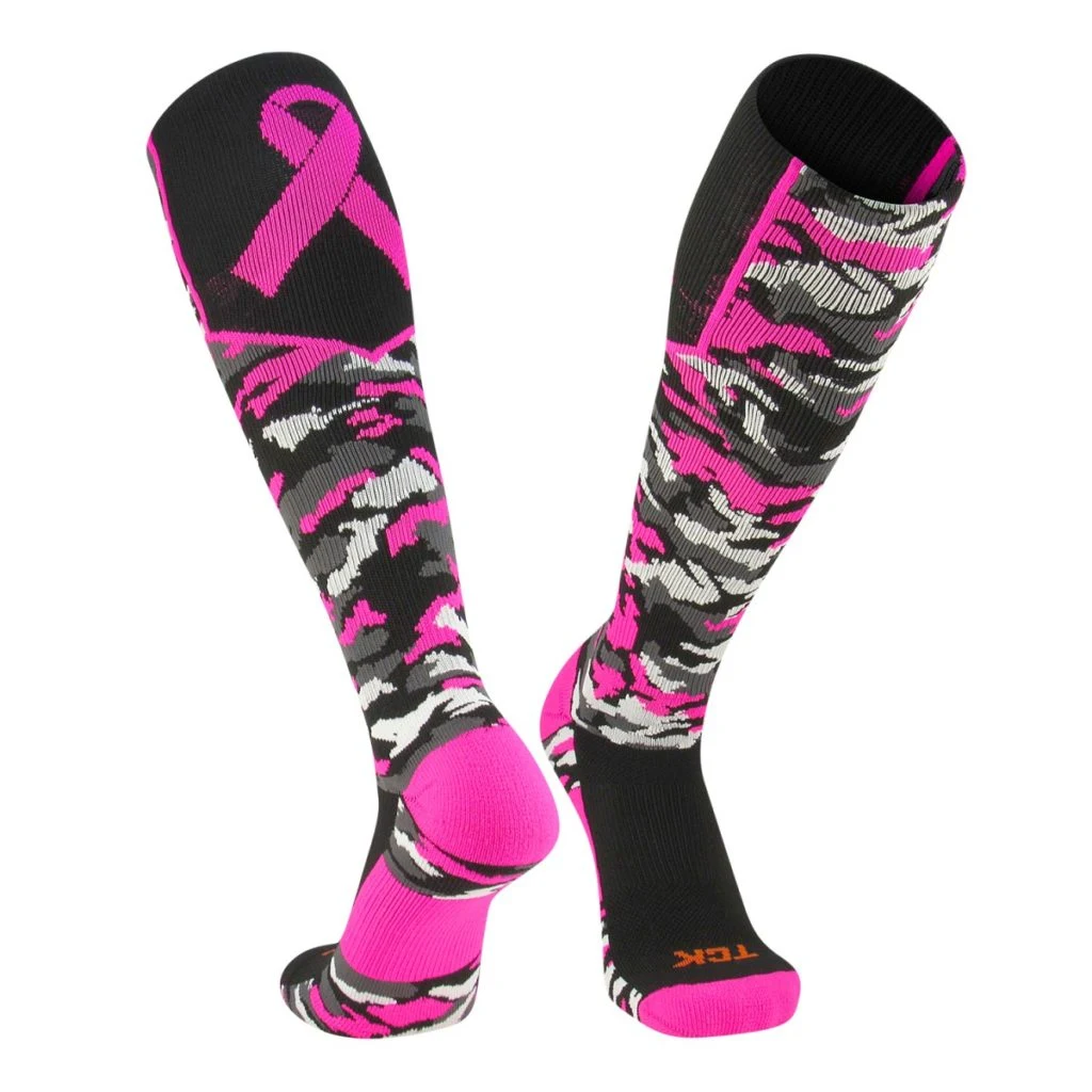 Breast Cancer Awarness Socks Pink Camo Over The Calf 1