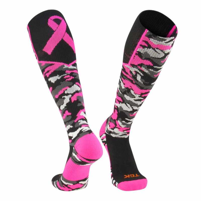 Breast Cancer Awarness Socks Pink Camo Over The Calf