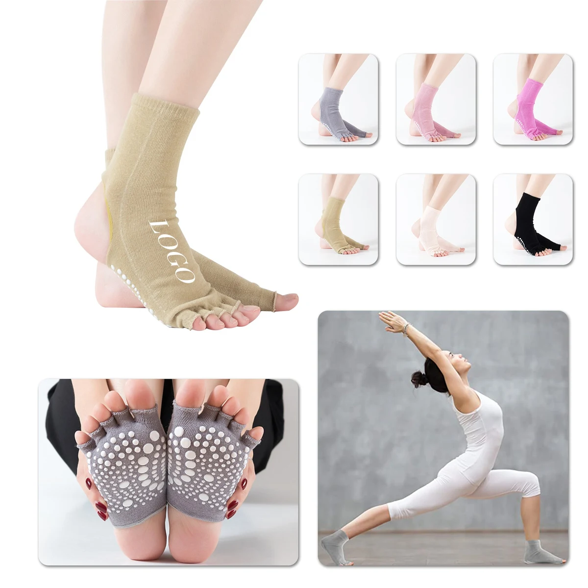 Half Toe Non slip Grip Yoga Socks 1