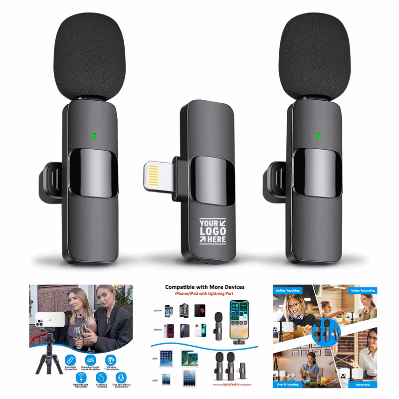 Professional Wireless Lavalier Lapel Microphone Cordless Omnidirectional Condenser Recording Mic
