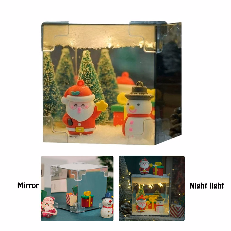 Christmas Night Light Acrylic Glass Mirror Lamp
