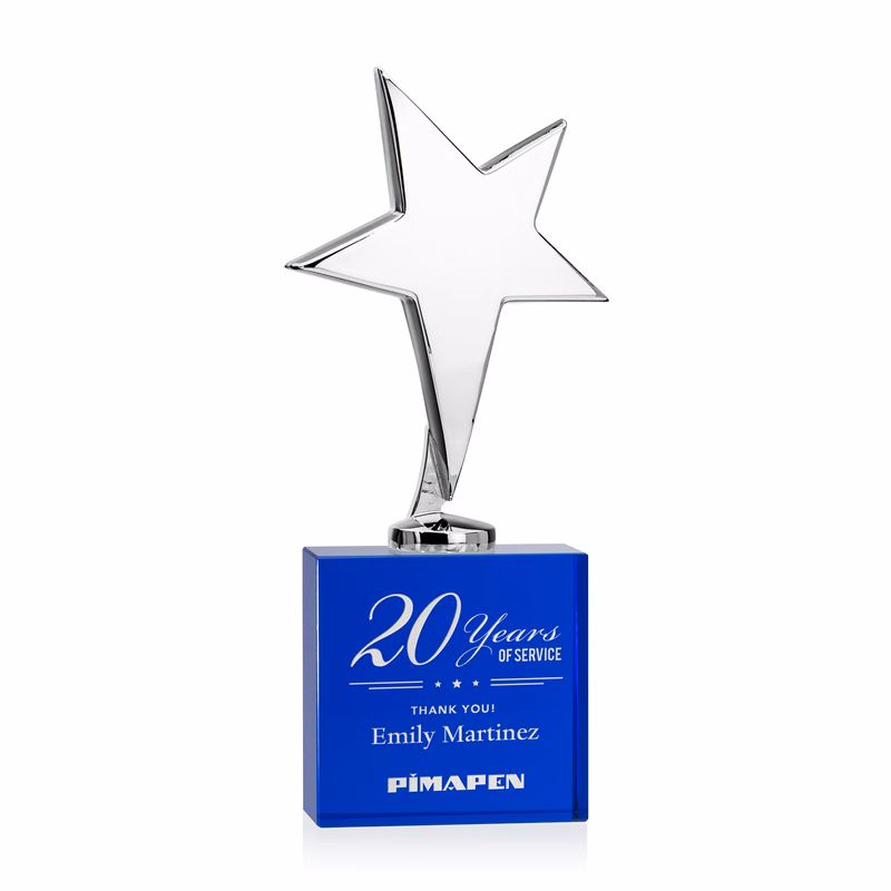 Tuscany Chrome Star on Woodlawn Base - Blue