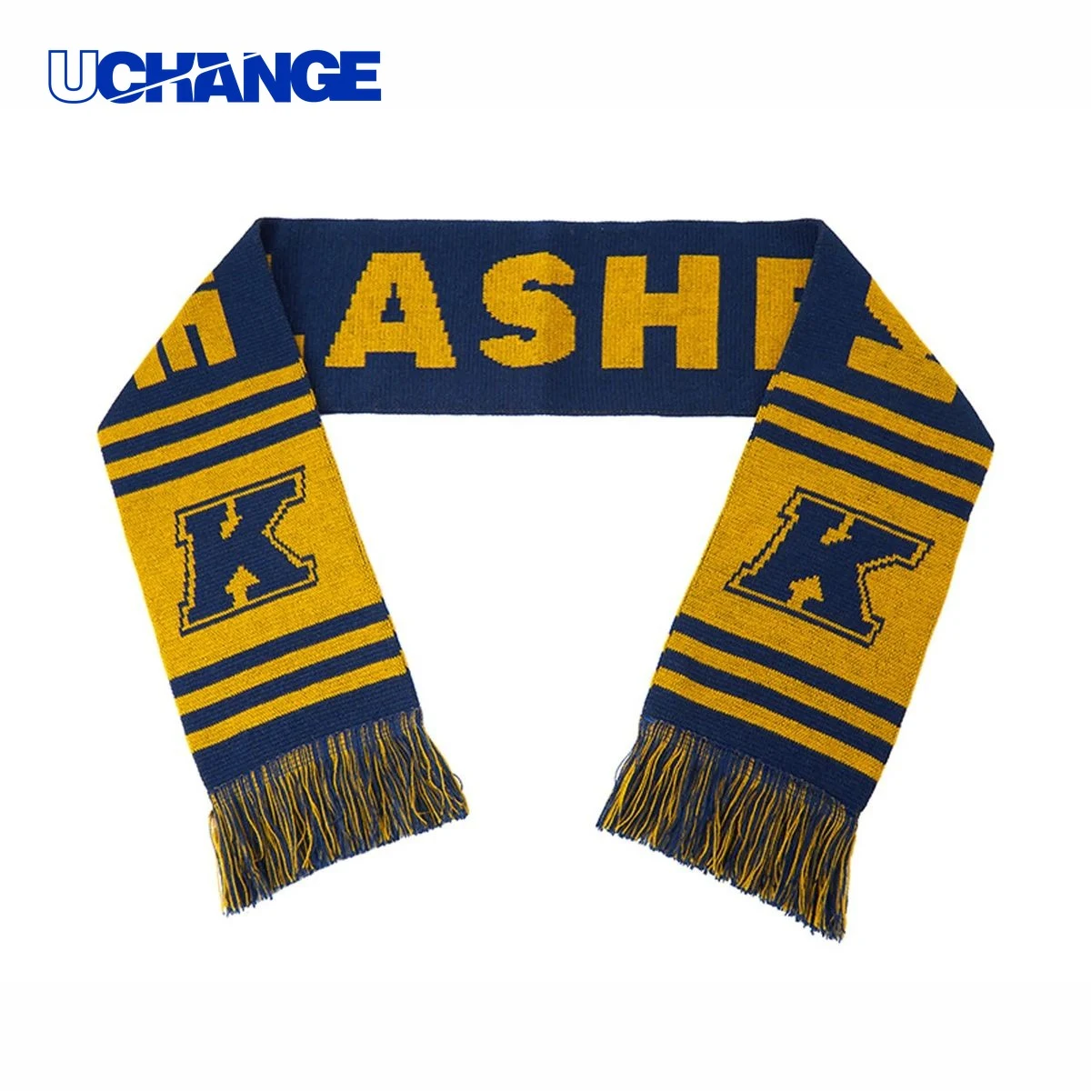 Jacquard Knit Scarf with Tassels 1