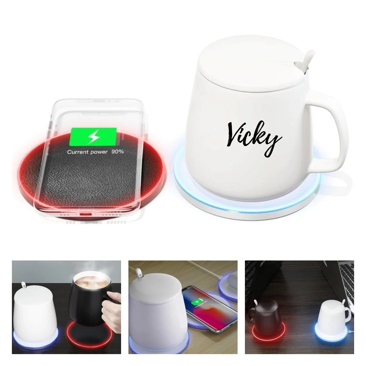 2 In 1 Smart Mug Warmer with Wireless Charger Ember 1