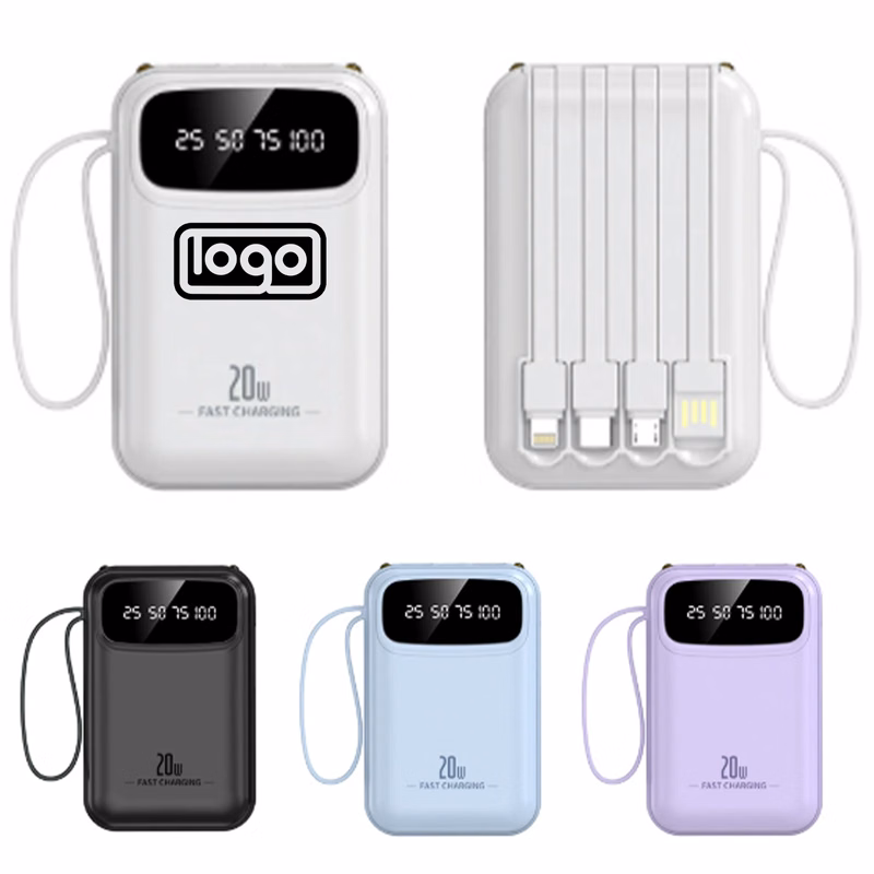 10000mAh Portable Power Bank W/ Built-in Cable