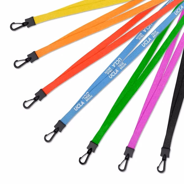 Custom 36" Polyester Flat Braid Lanyard with Swivel J Hook — Professional Badge Strap