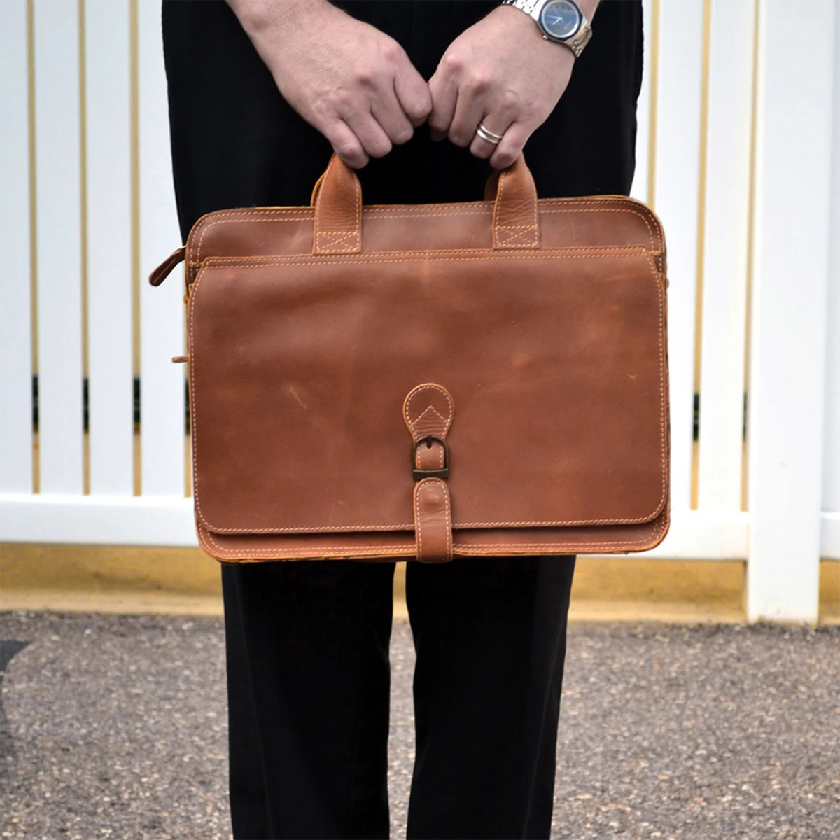 Texas Canyon Leather Briefcase 1