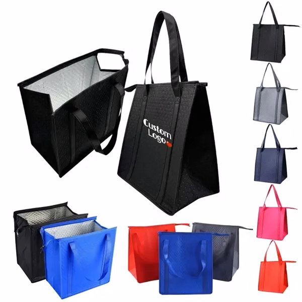 Custom Embossed Non-Woven Insulated Tote Bag 9.84 x 14.96 — Trade Show Giveaway