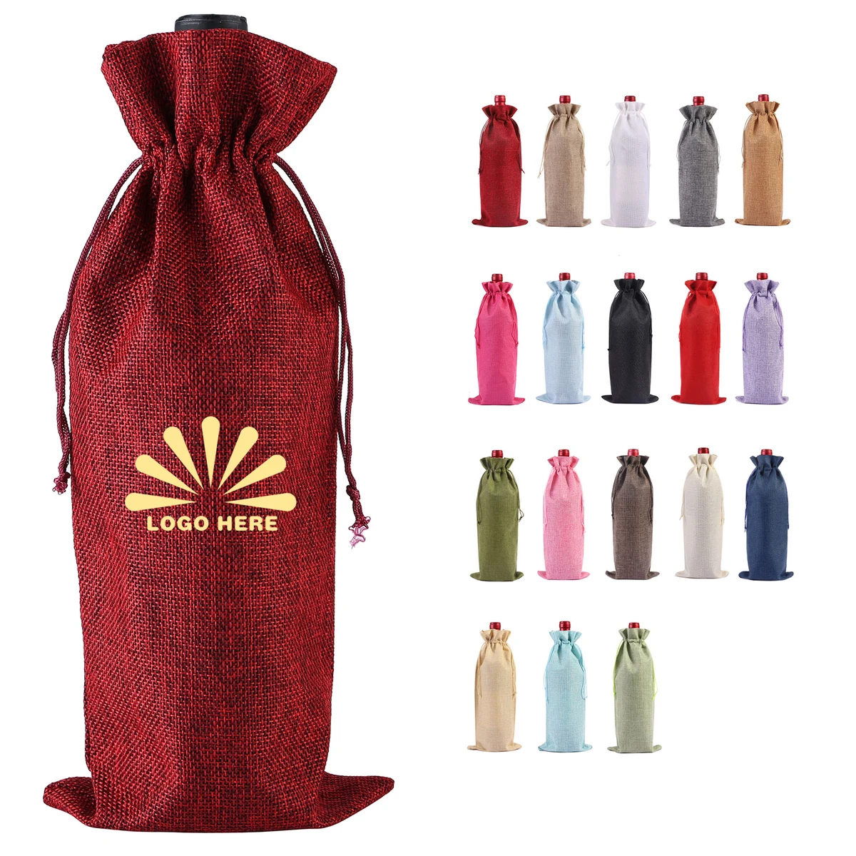 Christmas Burlap Linen Wine Bags 1