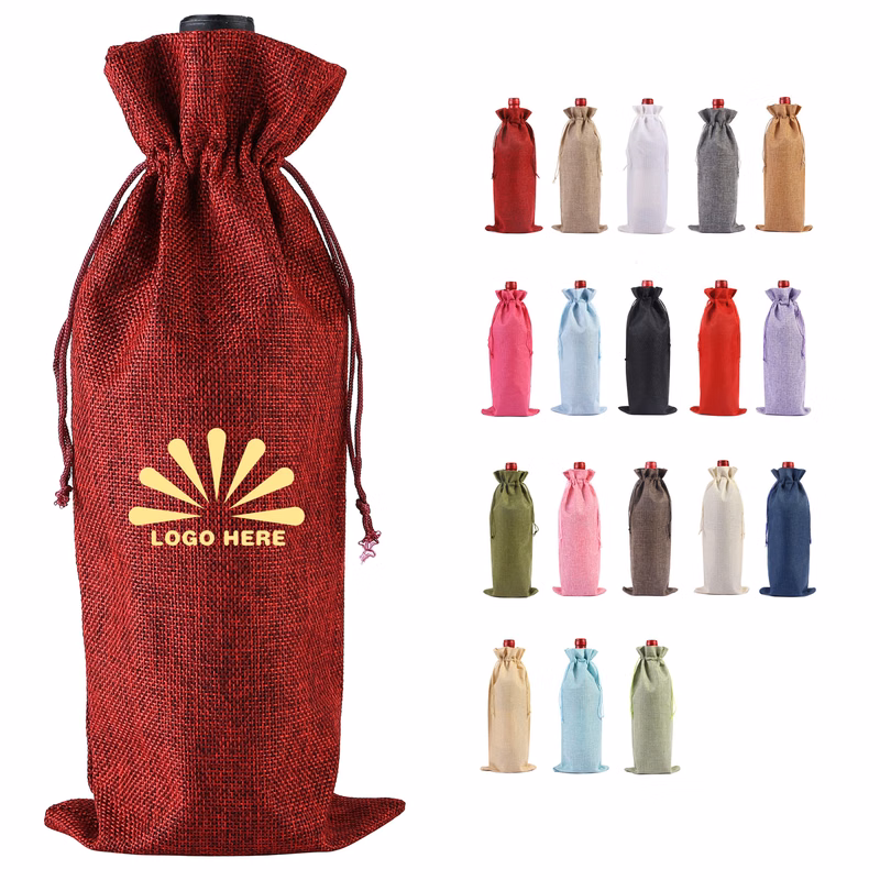 Christmas Burlap Linen Wine Bags