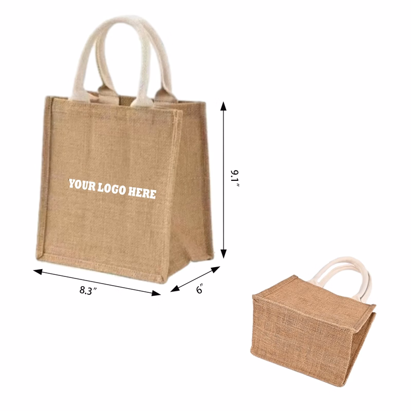 Jute Vertical Shopping Gift Bag MOQ 100PCS