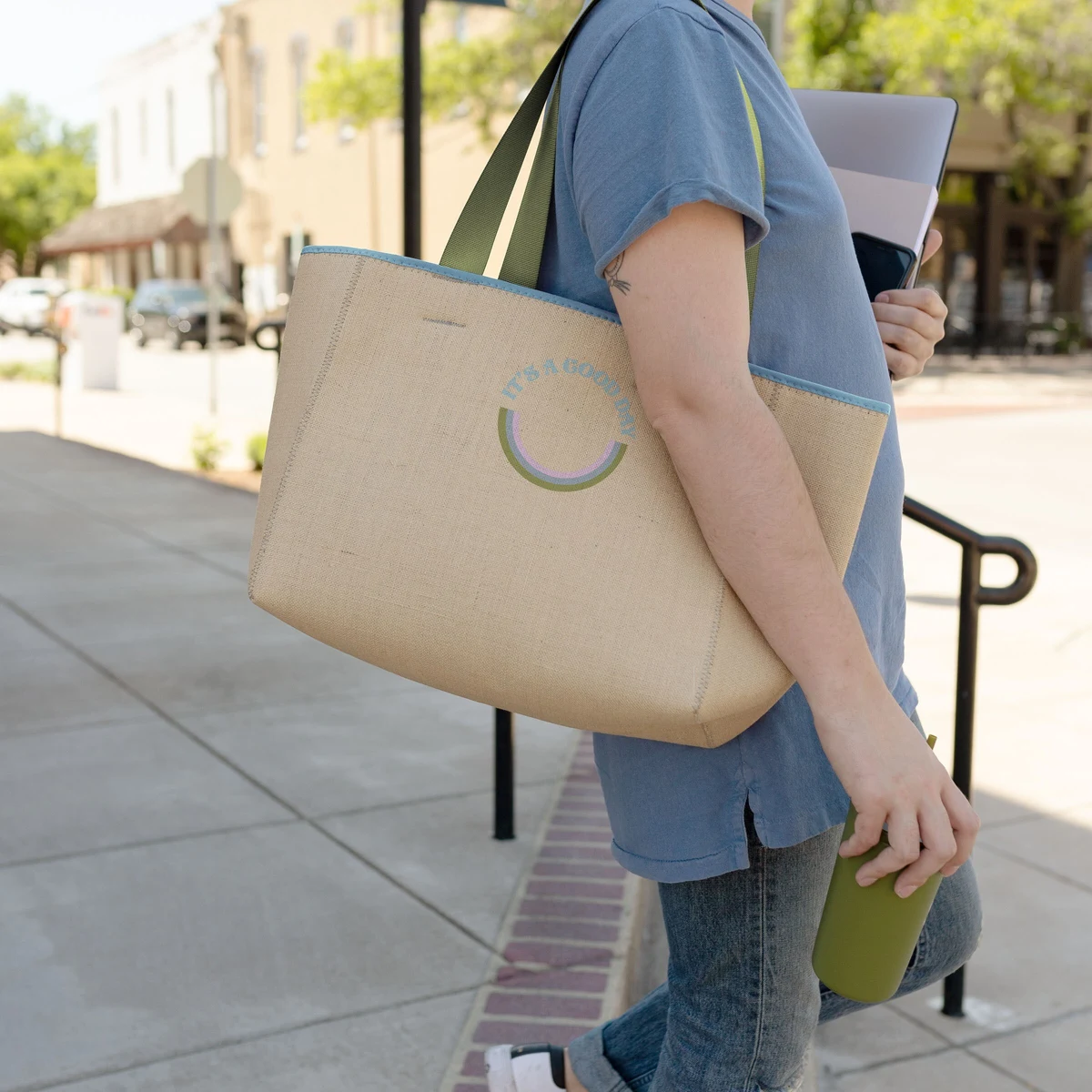 ALL DAY TOTE - BURLAP NEOPRENE - MEDIUM 1