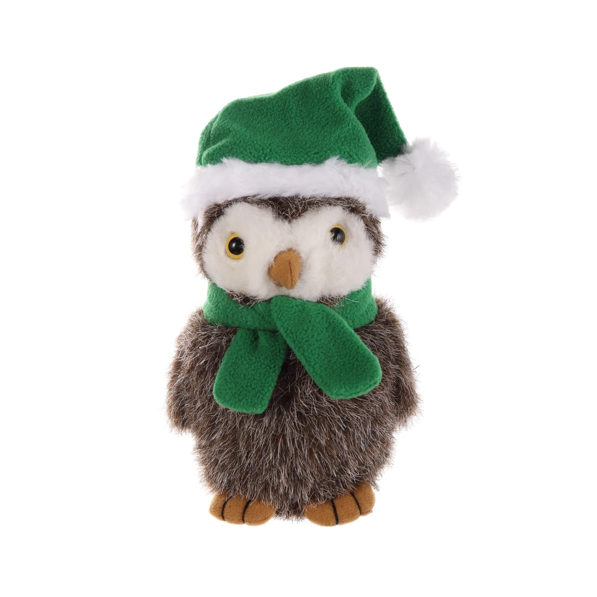 Soft Plush Sitting Owl With Christmas Scarf and Hat 1