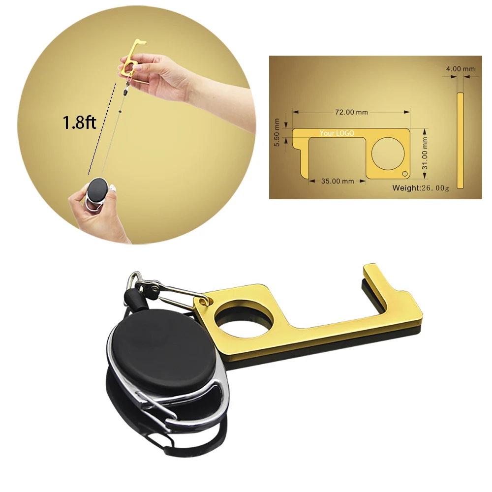 Hygiene Retractable Zinc Alloy Door Opener 1