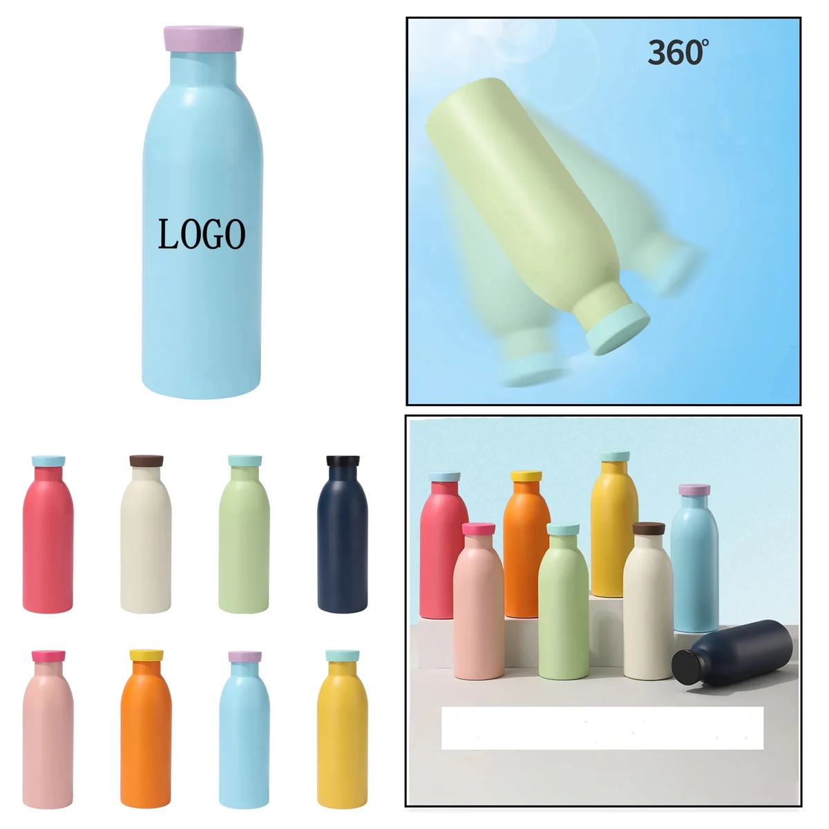 17 oz Double Wall Milk Bottle, custom water bottle with logo imprint 1