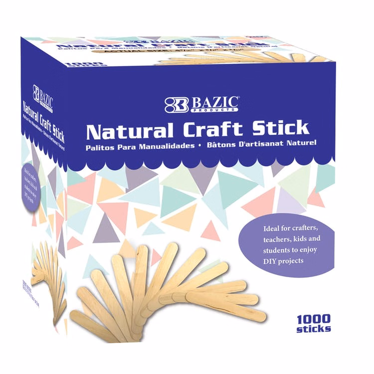 Natural Craft Sticks - 4.4" 1000/Box