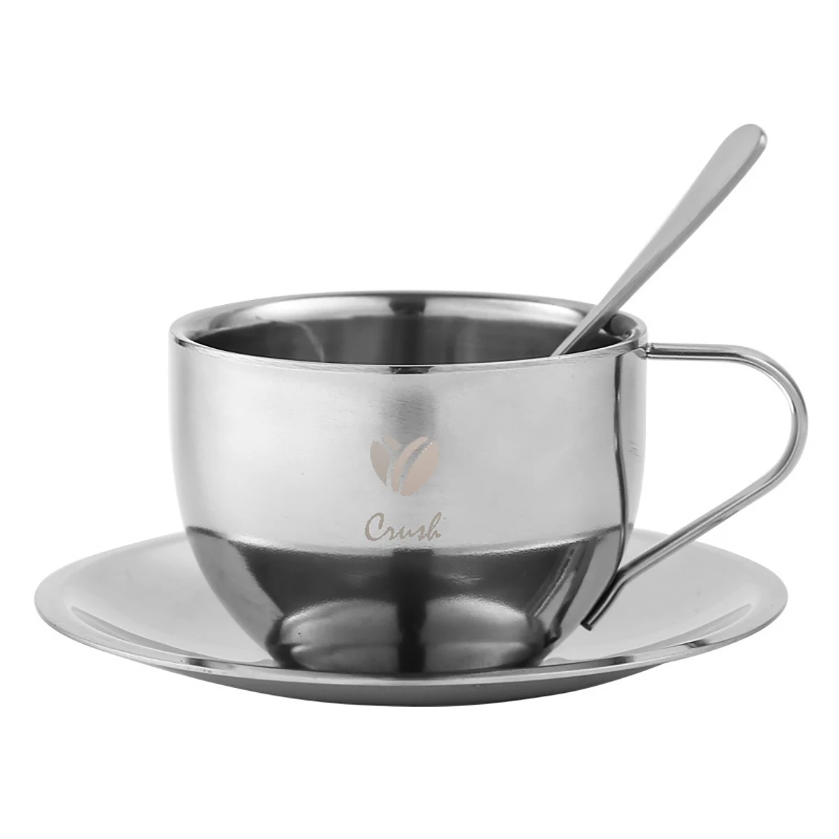 Double Walled Coffee Mugs with Saucer and Spoon 1