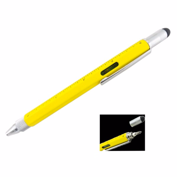 PEN W/ MINI SCREW DRIVERS, LEVELER, RULER w/ STYLUS TIP