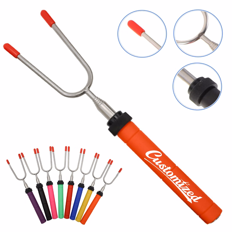 Telescopic Roasting Fork with Rubber Grip Handle