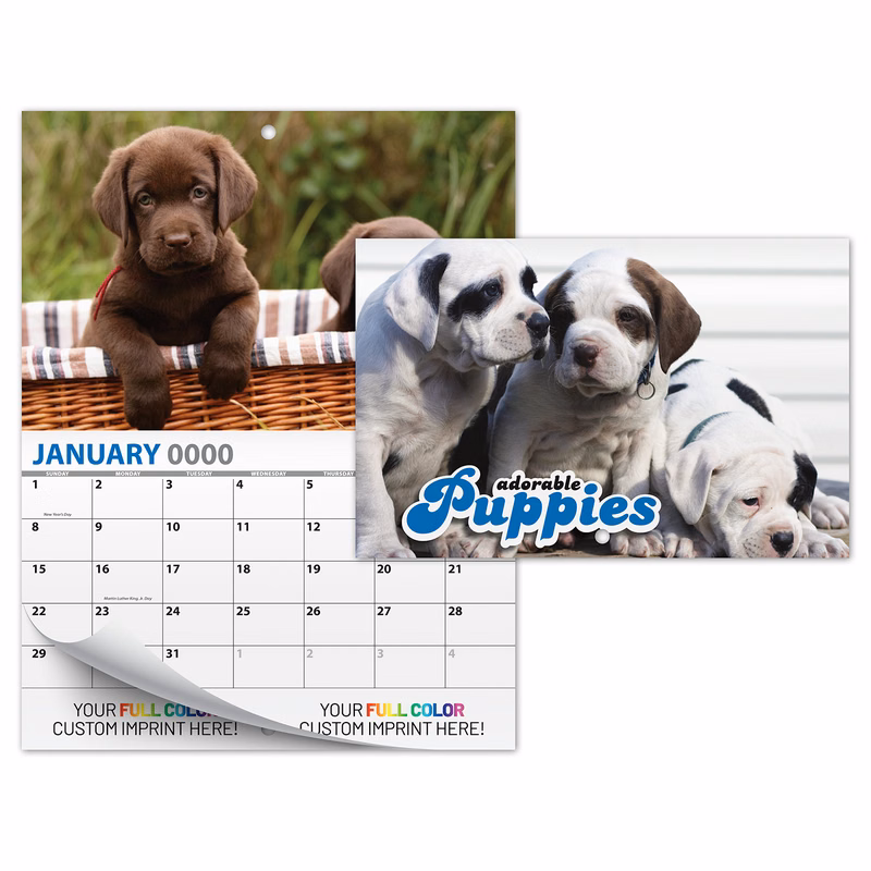 13 Month Mini Custom Photo Appointment Wall Calendar - PUPPIES