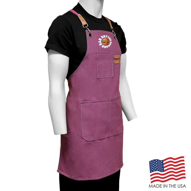 26 in. x 30 in. Cotton Cross Back Apron with Pockets (Full Color Logo) 1