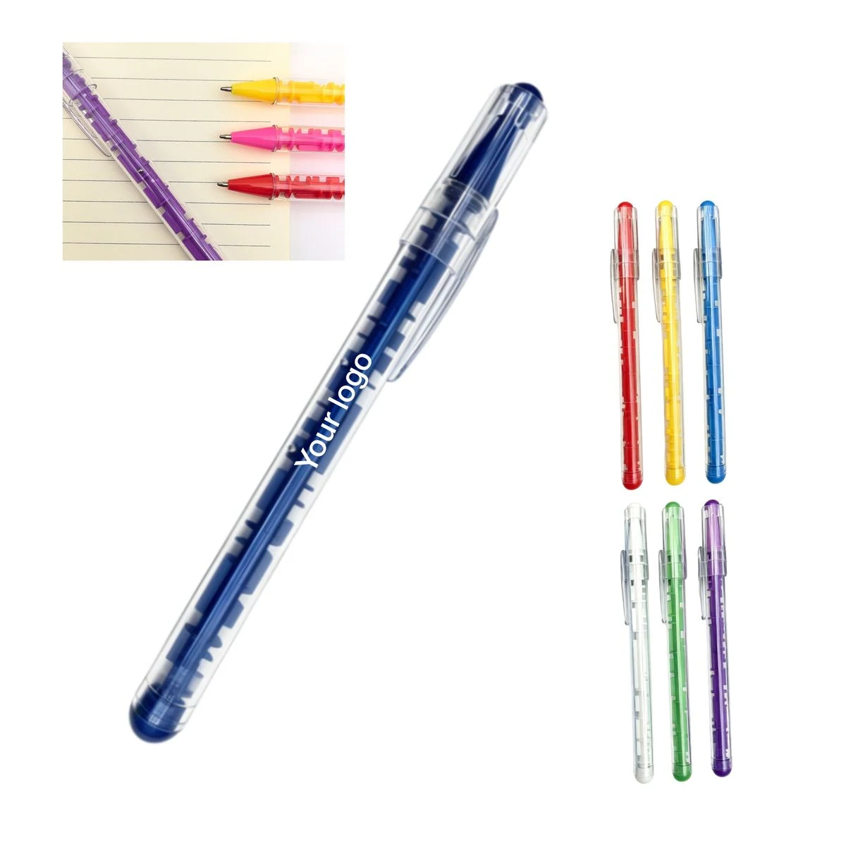 Clear Shell Maze-Design Retractable Ballpoint Pen, custom pen with logo imprint 1