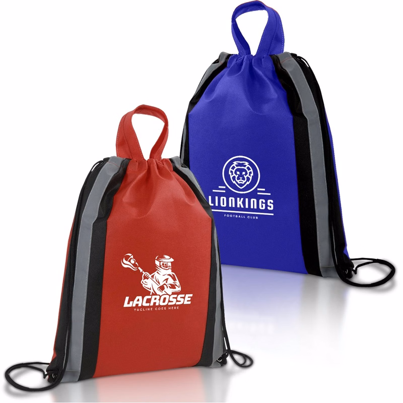 Small Non Woven Reflective Drawstring Backpack ( 13 x 16 )