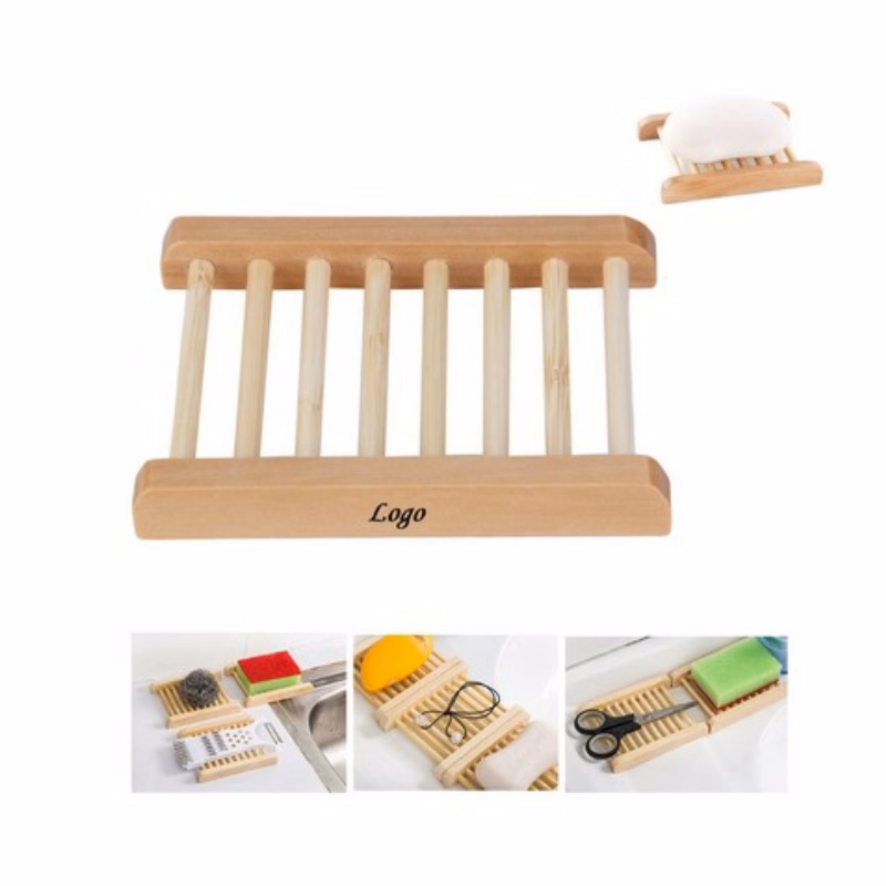 Dish Wooden Bamboo Soap Holder For Shower Counter Sink