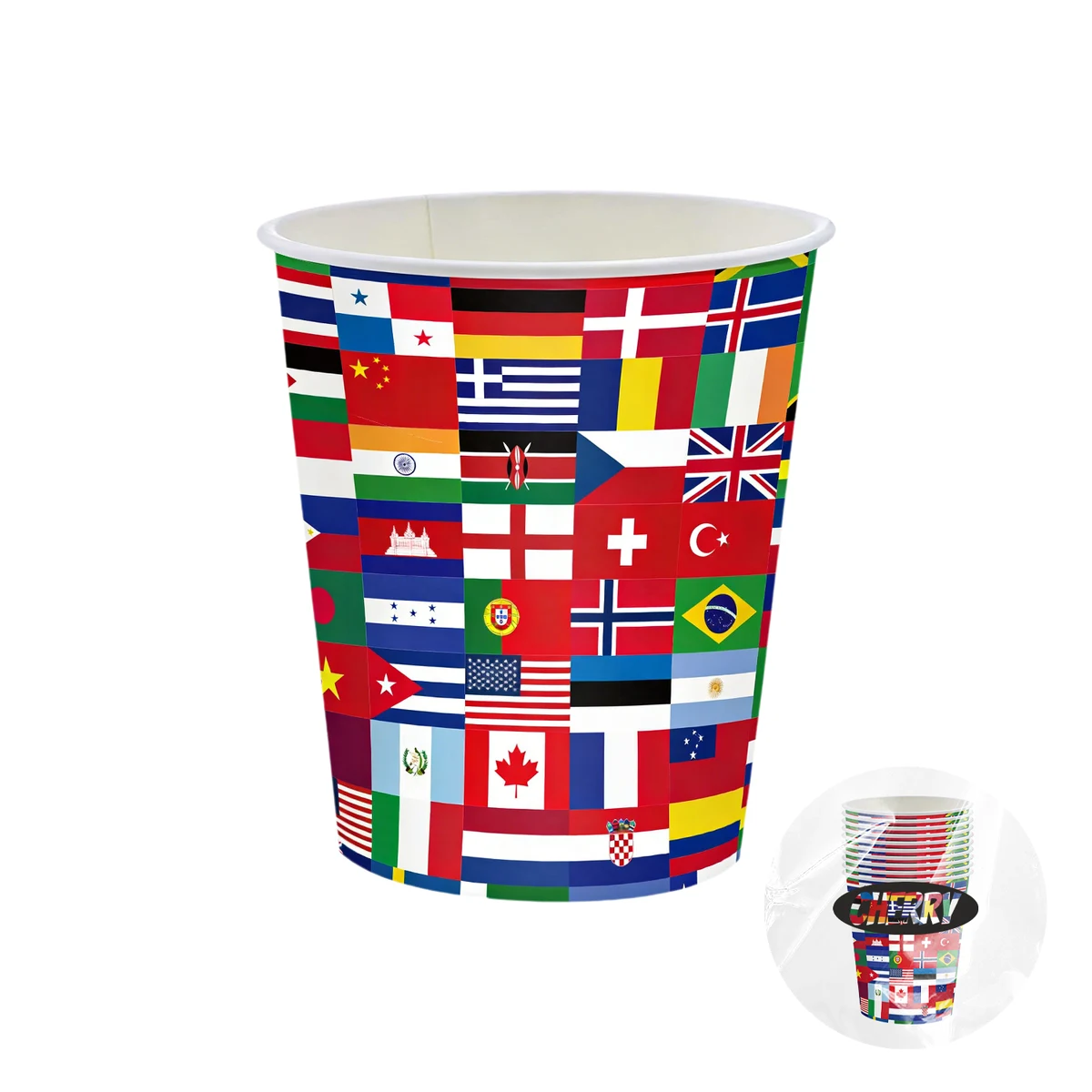10 PCS 9oz International Flags Design Paper Cups 1