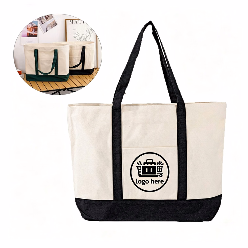 Colorblock Canvas Tote Bags