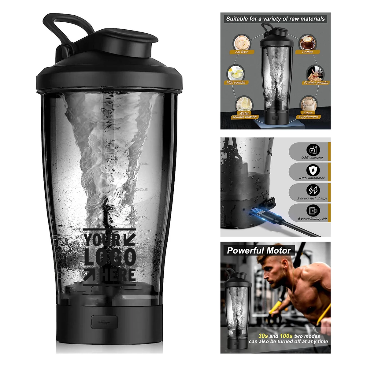 24 oz Electric Protein Shaker Bottle 1