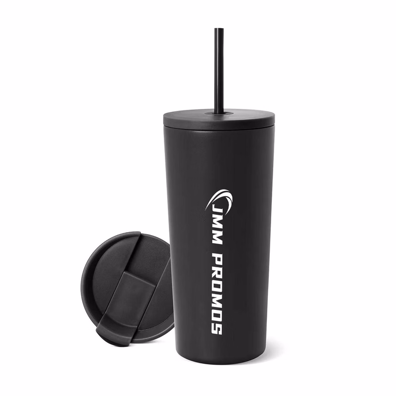 24oz Stainless Steel Coffee Cup with Straw