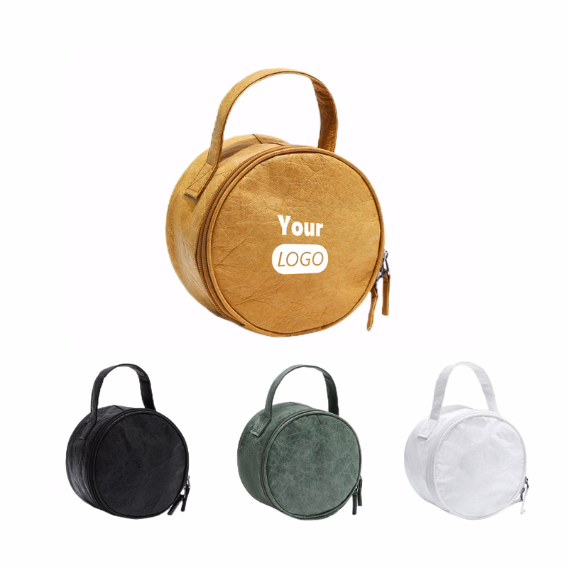 Round DuPont Paper Travel Cosmetic Bag