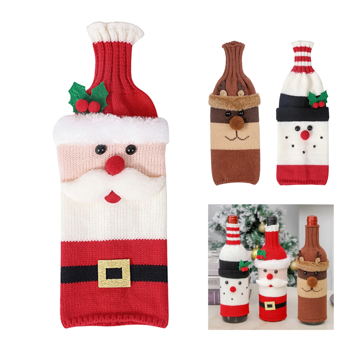 Christmas Decorative Knit Bottle Cover 1