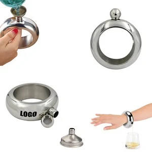 3.5oz Stainless Steel Bracelet Flask With Tightly Sealed Cap, custom water bottle with logo imprint 1