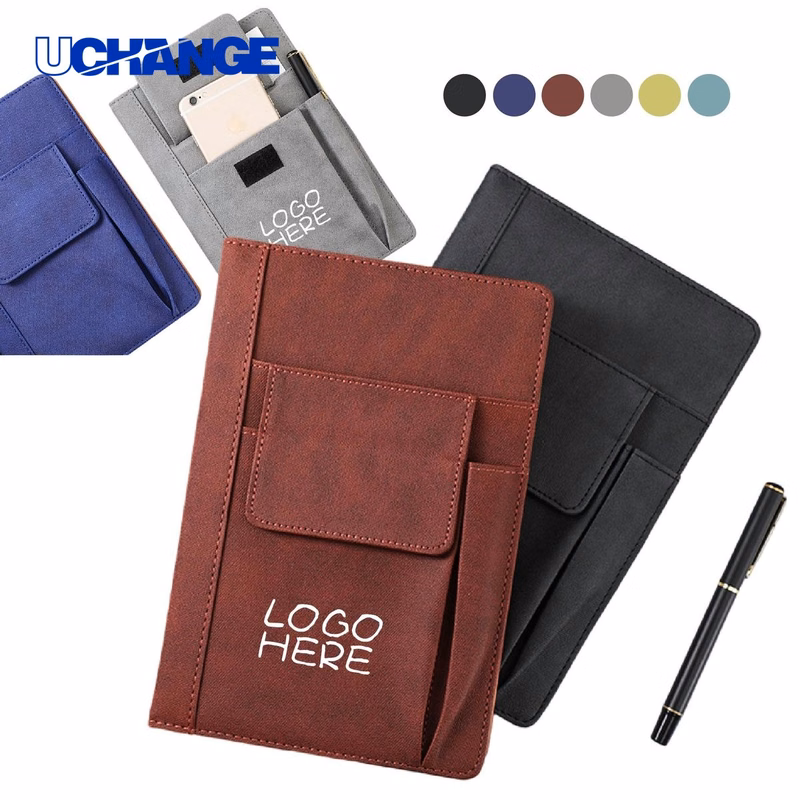 A5 PU Leather Notebook Journal with Front Pockets