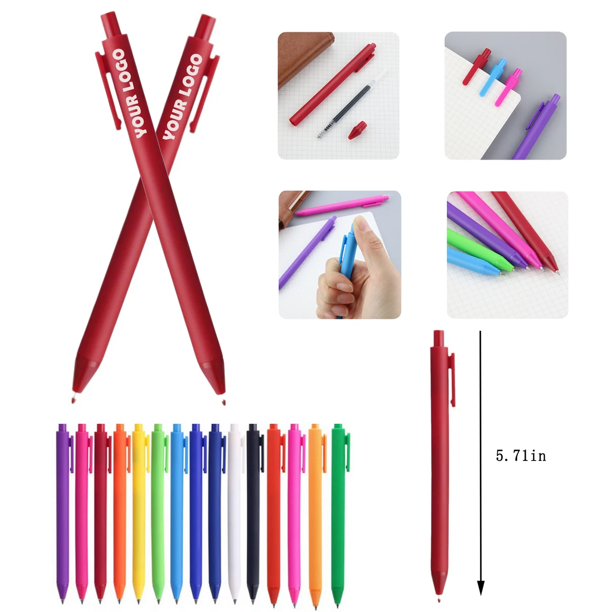 Custom Logo Plastic Click Gel Ink Pen, custom pen with logo imprint 1